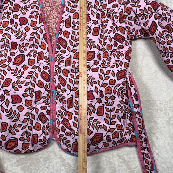 Xirena Keatyn Reversible Quilted Jacket Pink Floral Womens Size M Belted $398 - Picture 8 of 9